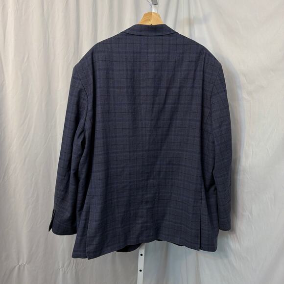 Oak Hill Blazer Mens 2XLT 50L 52L Blue Plaid Two Button - Picture 11 of 12